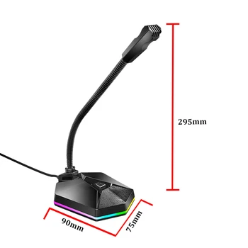 3.5 mm USB-Gooseneck Mikrofon Baas, HD helikaart RGB Valgus Vaba ketta Müra Vähendamise Arvuti Gamer Live Streaming 133383