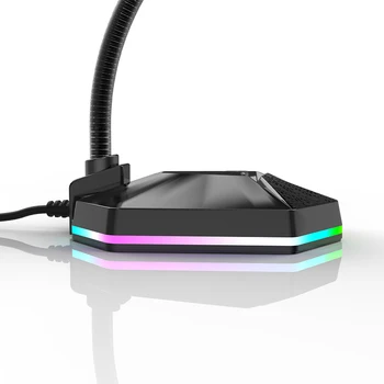 3.5 mm USB-Gooseneck Mikrofon Baas, HD helikaart RGB Valgus Vaba ketta Müra Vähendamise Arvuti Gamer Live Streaming