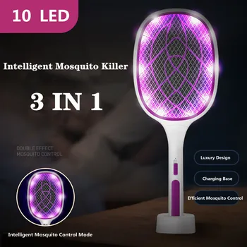 3 IN 1 10/6/4 LED Lõksu Mosquito Killer Lamp 3000V Elektriline Viga Zapper USB Laetav Suvel Sõita Kärpäslätkä Lõksu Putukas Lendab