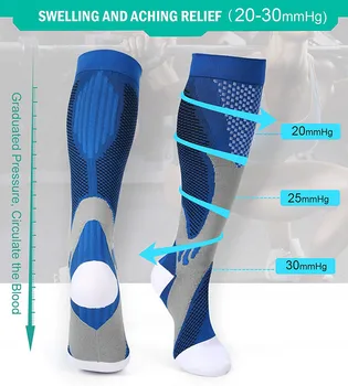 3 Paari Kompressiooni Sokid Naistele, Meestele, 30 mmHg Mugav Anti Väsimus Sportlik Nailon Meditsiini Õendus Sukad Sport Töötab