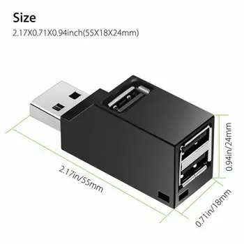 3-Port USB Hub Mini-USB 2.0 3.0 High Speed Hub Splitter Box PC Sülearvuti U Disk-Kaardi Lugeja IPhone Xiaomi Mobiiltelefoni Hub