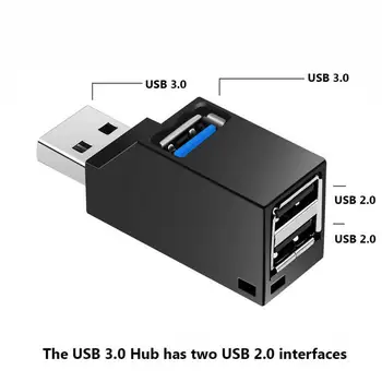 3-Port USB Hub Mini-USB 2.0 3.0 High Speed Hub Splitter Box PC Sülearvuti U Disk-Kaardi Lugeja IPhone Xiaomi Mobiiltelefoni Hub