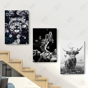 3 Töö HD Loomade Lõuend Troopiline Seina Art Karu, Elevant, Tiiger, Lõvi Linnud Maastiku-Plakatid-raamita