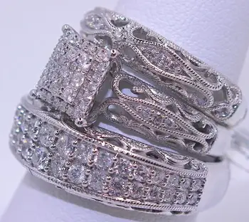 3 tk / komplekt kingitused, Käsitöö Luksus Peen Ringi Mood Ehteid Super Flash-Ring Crystal Komplekt Aastapäeva Kohustuse Kingitus 171731