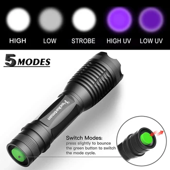 30000Lumens 2 in 1 UV LED Taskulamp Lilla/ valge Valgus Taktikaline Taskulamp 395nm Avastamise Vaip Pet Uriini Saagi Skorpion