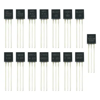 300Pcs 15 x Väärtus, 20 Tk Transistor-92 Valik Box Komplekt Transistorid S9012 S9013 S9014 S8050 S8550 2N3904 2N3906 BC327 BC337