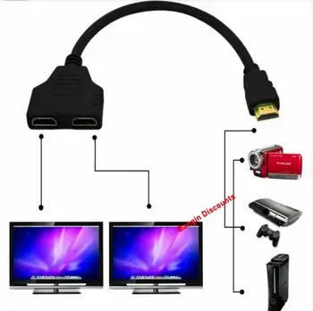30cm Kaabel HDM1 Splitter Cable 1 Mees Dual HDM1 2 Naissoost Y Splitter Adapter HD LED LCD-TV Mängija Box 110273