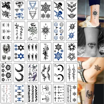 30pcs/palju väike ajutine tattoo komplekt tüdrukutele nägu, käsi, sõrm sõnad, lilled, liblikas tattoo designs rebane kass moon star tätoveering võlts