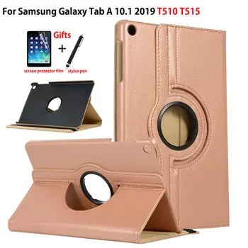 360 Kraadi Pöörlevad Case For Samsung Galaxy Tab 10.1 2019 T510 T515 SM-T510 SM-T515 Kate Funda Tablett Seista Kest +kingitused