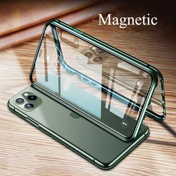 360 Magnet-Metal Case For iphone SE 11 Pro Max Topelt Pool Klaasi iphone X-XR, XS MAX 7 8 6S pluss 9H karastatud Klaasist Kate