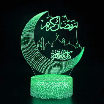 3D Akrüül LED Lambid Touch Control Öö Tabel Valgus Ramadan Eid Mubarak Ornament Islami Moslemi Festival Pool Home Decor 44096