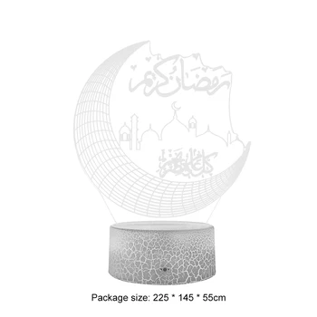 3D Akrüül LED Lambid Touch Control Öö Tabel Valgus Ramadan Eid Mubarak Ornament Islami Moslemi Festival Pool Home Decor