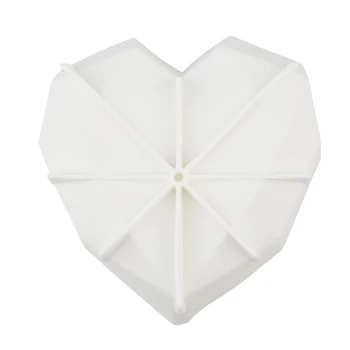 3D Diamond Armastus Südame Kuju Hallituse Silikoon Šokolaad Küpsise Muffin Küpsetamine Sponge Tool Mousse Magustoit Kook Dekoreerimiseks 1/8 Süvend