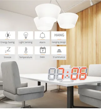 3D LED Kella Kaasaegne Disain Digital Tabel Äratuse Nightlight Saat reloj de viilutatud Vaata Kodu elutoa Kaunistamiseks
