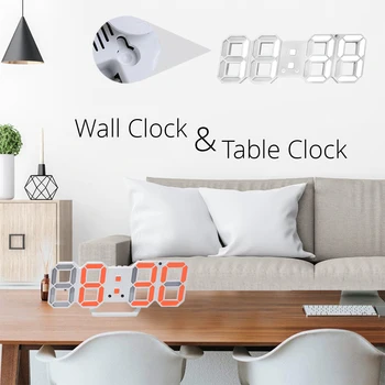 3D LED Kella Kaasaegne Disain Digital Tabel Äratuse Nightlight Saat reloj de viilutatud Vaata Kodu elutoa Kaunistamiseks