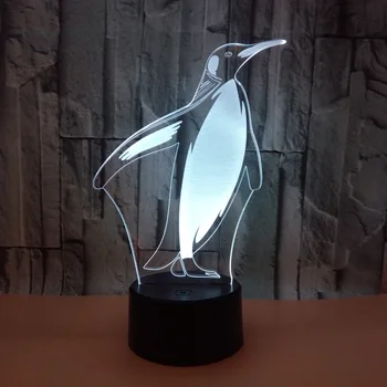 3D LED Night Light Penguin 7 Värvi Valguse Kodu Kaunistamiseks Lamp Hämmastav Visualiseerimine Optiline Illusioon Vinge 52400