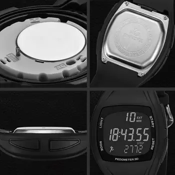 3D Pedometer Alarm Chronograph Multifunktsionaalne Mehed Digitaalse Randmele Käekella Veekindel мужские часы наручные