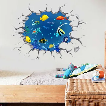 3D Ruumi Planeet Galaktika Tähed Ocean World Täielik Värvi Seina Art Kleebis Decal Dekoratiivsed Kids Puukooli Poiste Magamistuba Decor Kuum Plakat