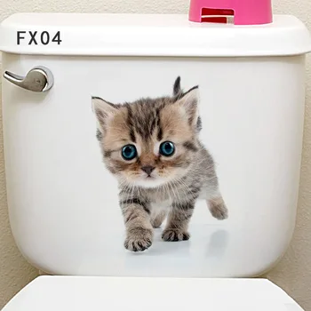 3D Simulatsiooni seina kleebised armas kass hiirt koer Wc kleebised Kodu Kaunistamiseks magamistuba, elutuba, tuba decor Kapp külmik