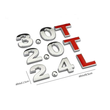 3D Solid Metal Auto Pagasiruumi Mootori Töömaht Badge) 1.4 1.5 1.6 1.8 2.0 2.2 2.4 3.0 2.5 2.8 1.4 T T T T T L Logoga Kleebis Auto Decal