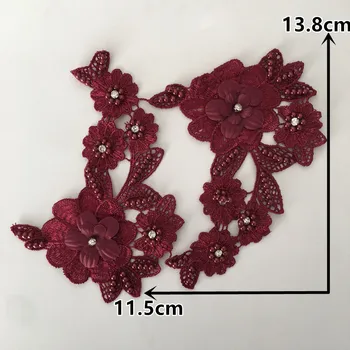 3D lill pits kangas rhinestone tikand, pits krae kingad lill DIY ABS pearl õmblemine teenetemärgi rõivamanused