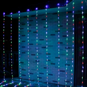 3X3M 320 LED Waterfall Kardin Icicle String LED Valgus Jõulud Pulmapidu Taust aia Dekoratsioon tuled