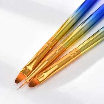 3tk Akrüül Nail Art Pen Vihjeid UV-Builder Geel Silmalainer Joonistamine Maalimine Pintsli Multi Funktsionaalne Projekteerimine Maniküüri Komplekt Tööriistu
