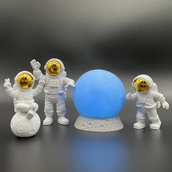 3tk Astronaut Kujukeste Ornament Dekoratiivsed Miniatuuri Skulptuur Spaceman Torukübar Mänguasja Kaunistamiseks Kook Desktop Dekoratiivsed