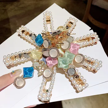 3tk Komplekt Naistele Tüdrukud Elegantne Pearl Crystal Juuksenõelad Geomeetriline Juuksed Clip Barrettes Uus Mood Juuste Aksessuaarid, Juuksed Ornament 102513