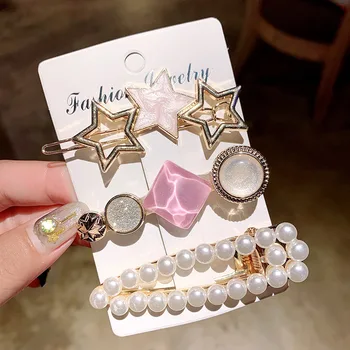 3tk Komplekt Naistele Tüdrukud Elegantne Pearl Crystal Juuksenõelad Geomeetriline Juuksed Clip Barrettes Uus Mood Juuste Aksessuaarid, Juuksed Ornament