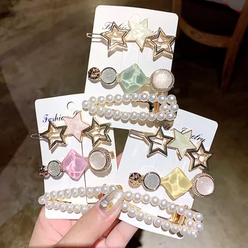 3tk Komplekt Naistele Tüdrukud Elegantne Pearl Crystal Juuksenõelad Geomeetriline Juuksed Clip Barrettes Uus Mood Juuste Aksessuaarid, Juuksed Ornament
