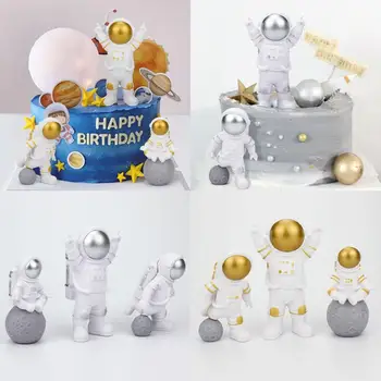3tk/set Kosmoses Astronaut Cake Toppers Astronaut Kujukeste Kaunistused Vastupidav Mood Magustoit Teenetemärgi Nukk Kaunistused