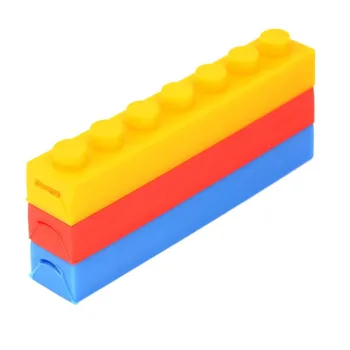 3tk/set Loominguline Lego telliste silikoonist, roostevabast terasest Kaasaskantav Reisi Lapsed Täiskasvanud Söögiriistad Kahvel Lusikas Pikniku Komplekt Kingitus 23656