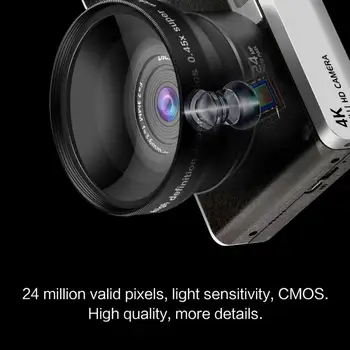 4.0 Tolline 1080P HD 24MP Digitaalne Kaamera, Puutetundlik Ekraan, 8X Digitaalne Suum, Puutetundlik LCD Videokaamera lainurk-Objektiiv Kaamera Foto