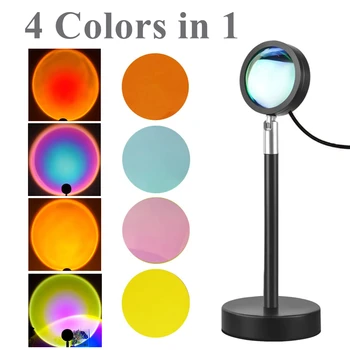 4 1 Lamp Rainbow Värvi Led-Taustaga Päikeseloojangut Led Night Light Sun Projektsioon laualamp eest Magamistuba Baari Kohvi Poe Seina