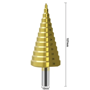 4-39 HSS Titaan Kaetud Step Drill Bit Puurimine Power Tools for Metal kiirlõiketerasest Puit Auk Lõikur Koonus Drill Bit