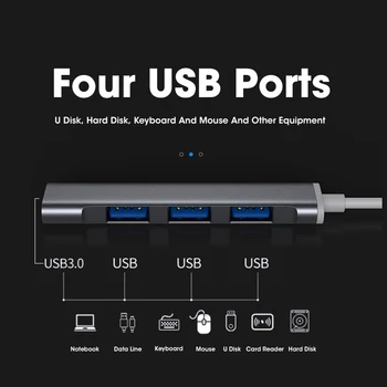 4-In-1 USB-C-Hub, Mini Suurus-USB-Port Tüüp-C-Hub Liikuv Tüüp C PD USB 3.0 Adapter USB OTG C Dock for MacBook Air Pro ARVUTI USB HUB