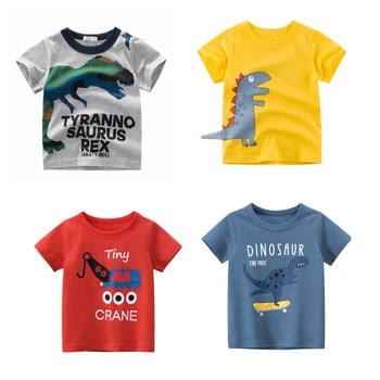 4-Pack Poiste Puuvillane T-särk Lapsed Tops Mood Väikelapse Tüdrukud Dinosaurus Tees Suve Riideid Tops Lühikesed Varrukad Tshirt 148095