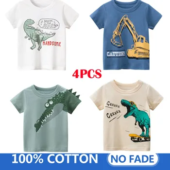 4-Pack Poiste Puuvillane T-särk Lapsed Tops Mood Väikelapse Tüdrukud Dinosaurus Tees Suve Riideid Tops Lühikesed Varrukad Tshirt