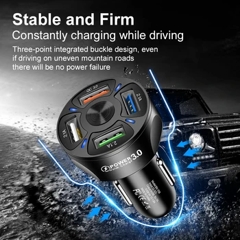 4 Port QC3.0 Fast Car Charger For Iphone 7 8 XR, XS Max 11Pro Samsung A10 Xiaomi 8 Led Dispaly Auto Usb Laadija 171425