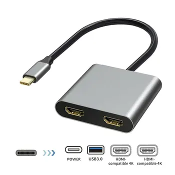 4-in-1 Docking Station Type C HDMI+VGA+USB3.0+PD Multifunktsionaalne Split-Line-Kaardi Lugeja Hub-Plug And Play