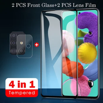 4 in 1 Screen Protector Film Samsung Galaxy A51 A71 A21 Esipaneel Karastatud Klaasist Film Samsung A41 A31 A11 Kaamera Objektiivi Klaas