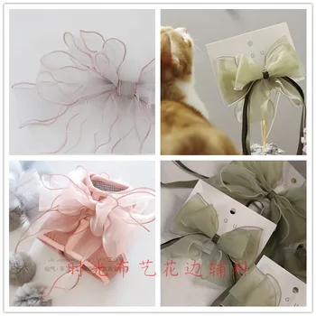 4 kuni 5 cm organza kangast laineline reljeef bowknot holding lilled dekoratiivne pael marli bänd materjali tarvikud 10yard