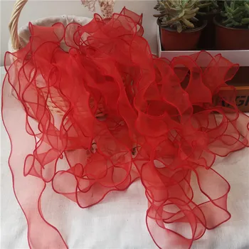 4 kuni 5 cm organza kangast laineline reljeef bowknot holding lilled dekoratiivne pael marli bänd materjali tarvikud 10yard
