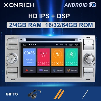 4G+64G 10 Android autoraadio GPS DVD Ford Focus 2 Ford Fiesta, Mondeo 4 C-Max, S-Max Fusion Transiidi Kuga Mms Navigation