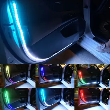 4TK 120cm Öö Värviline Valgus 12V RGB LED Auto Ukse Tuled Auto Paindlik Ribad, Lambid Strobe Hoiatus Streamer Kerge
