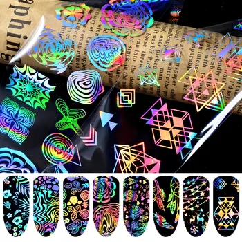 4TK Holograafiline shinning üleandmise küünte foolium glitter nail art dekoratsioonid, kleebis, kleebised, maniküür vahend tarvikud