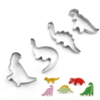 4TK Roostevabast Terasest Biskviit Hallituse Dinosaurus Kuju Fondant Kook Hallituse DIY Suhkru Käsitöö 3D Saia Cookie Cutters Kook Vahendid