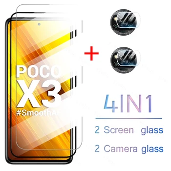 4in1 Ekraani Kaitsva Klaasi Xiaomi Poco X3 NFC Pocophone F3 Karastatud Protector Kaamera Objektiiv Film Pocox3 X 3 Pro F M F3 M3