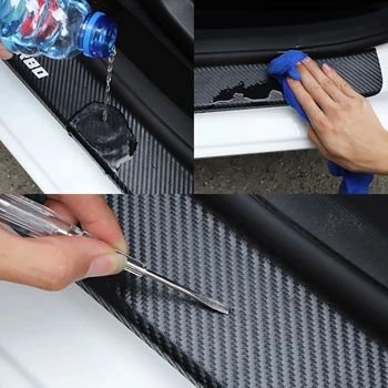 4tk Auto Ukse Lävepakk Nahast Kleebised Carbon Fiber Kleebis jaoks Infiniti FX35 Q50 Q30 ESQ QX50 QX60 QX70 EX JX35 G35 G37 Car Styling